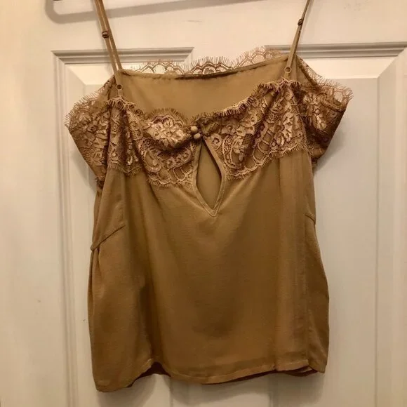 Liu Jo Camel Lace Camisole Blouse Size S NTW CLOSET CLEAR-OUT! - Picture 9 of 13